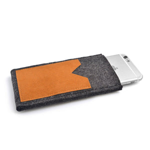 iPhone Wool Felt Cover Charcoal/Orange - Wrappers UK
