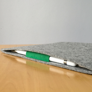 iPad Pro 12.9 with Pencil Holder Wool Felt Cover Grey Landscape - Wrappers UK